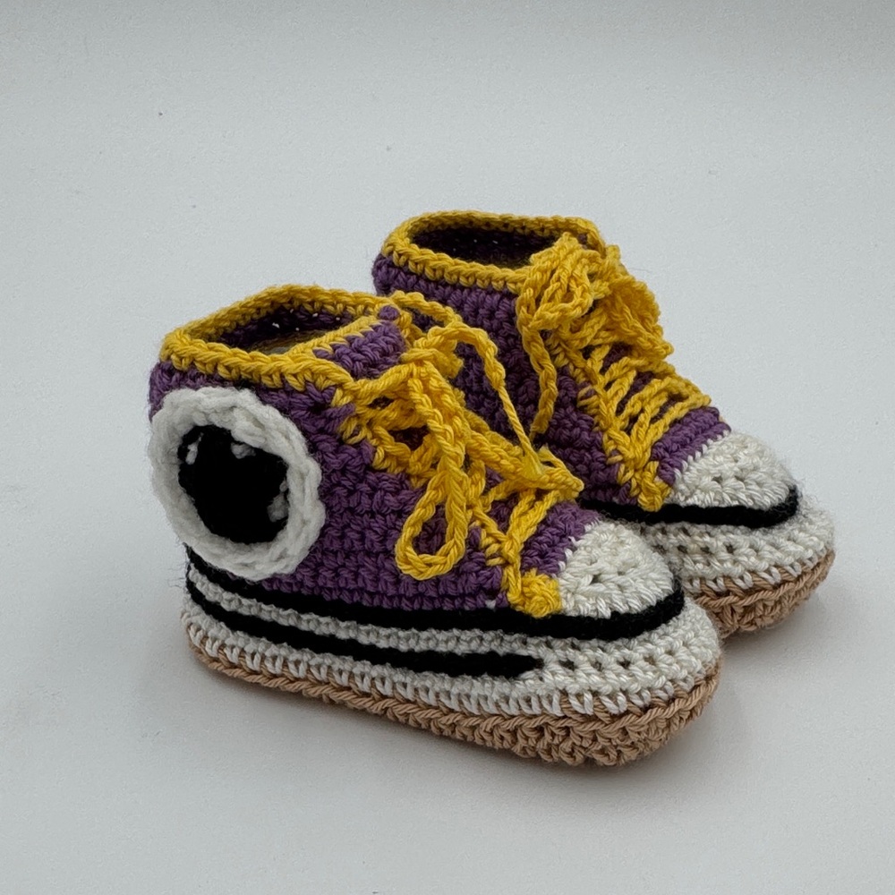 LA Lakers Purple and Yellow Kids Crochet Sneakers - Picture 2 of 6